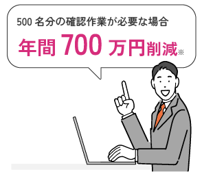 500名分の確認作業が必要な場合年間700万削減※